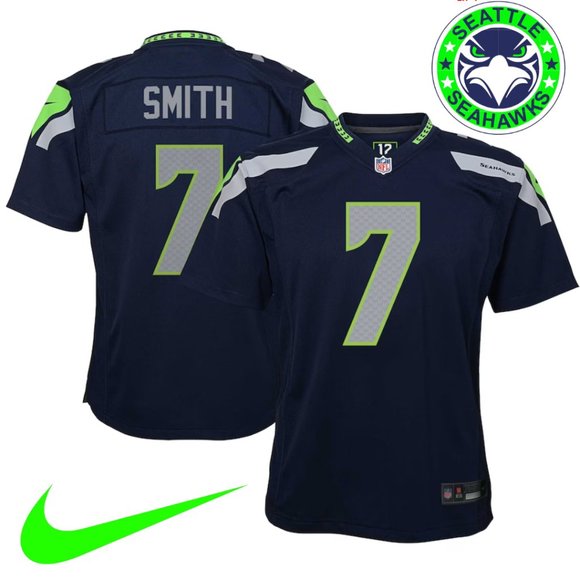 Nike Youth Seattle Seahawks Geno Smith #7 Navy Game Jersey